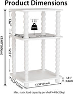 Tohiasen 3 Tier Side Table - Compact End Table with Solid Wood Legs, Small Nightstand with Open Shelves for Living Room Bedroom Office Nursery Small Spaces (White, Rectangular)