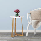 Tripod 16" W Round Side Modern Table with Solid American Hardwood Legs, Natural