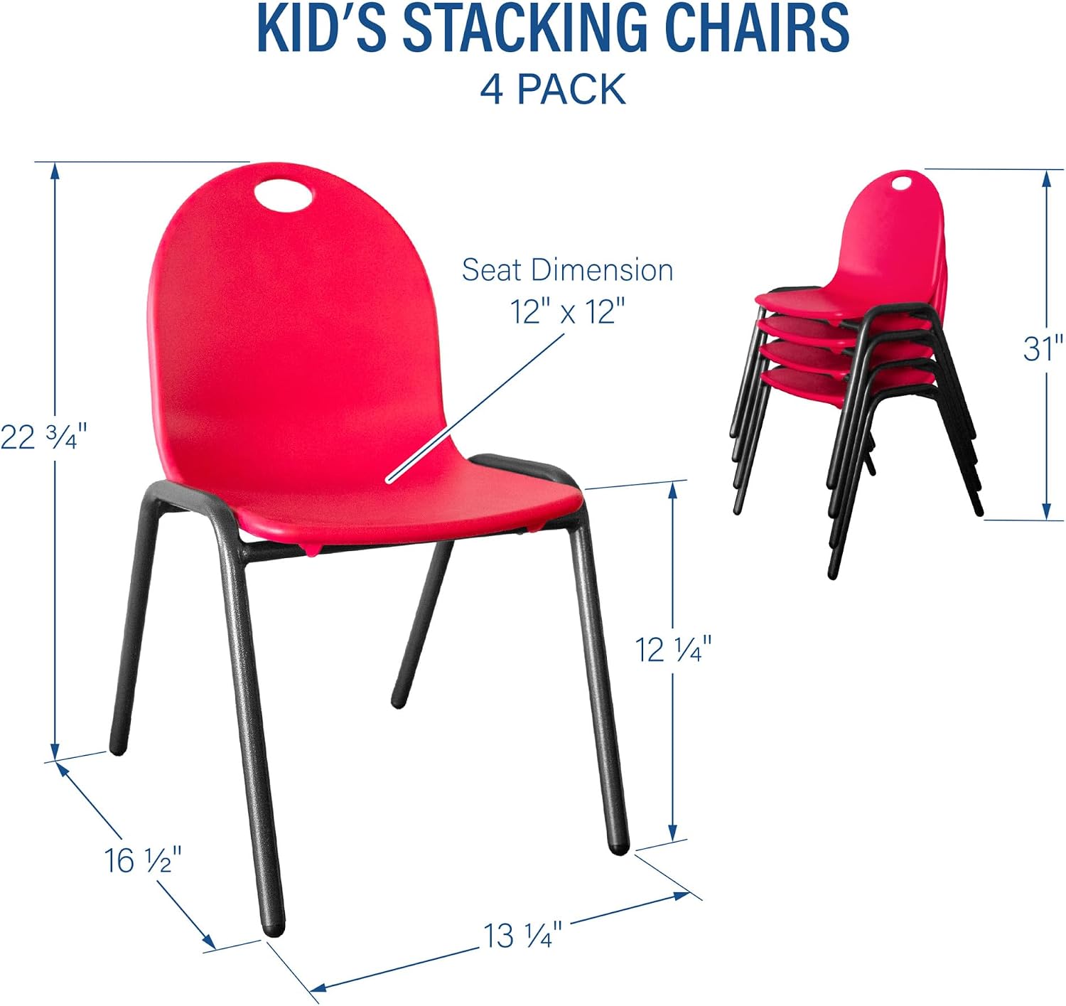 Backyard Discovery 12" Kid's Stacking Chairs-4 Pack-Red