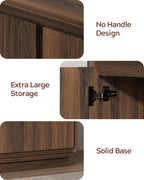 1pcs Sideboard Cabinet Buffet Cabinet with Storage with Adjustable Shelves and Handle-Free Design Suitable for Kitchens,Hallway,and Living Rooms Brown