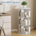 DUMOS 3 Tier Rotating Bookshelf Tower, Study Spinning Bookshelf for Small Space, 360° Display Revolving Bookcase Lazy Susan, Freestanding Vertical Corner Book Shelf for Bedroom, Living Room, White