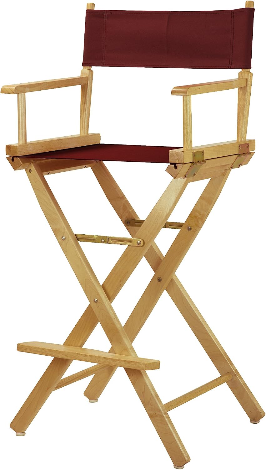 Casual Home 30" Director's Chair Natural Frame-with Burgundy Canvas, Bar Height