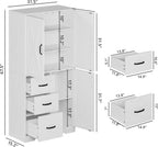 IRONCK Pantry Cabinet, 67.5 inch Tall Storage Cabinet with 3 Doors & Drawers, Farmhouse Kitchen Cabinet with Adjustable Shelves, 5 Tier Freestanding Cupboard for Kitchen