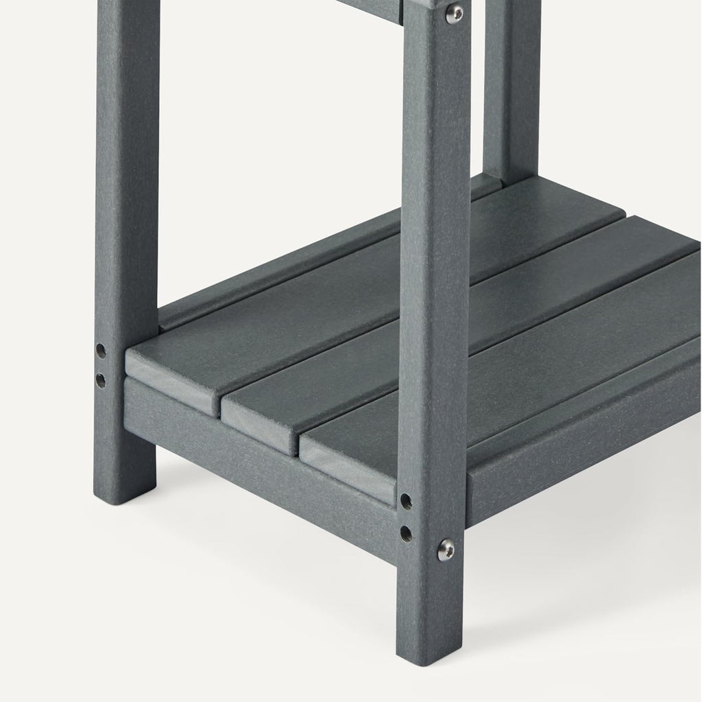 Amazon Basics Outdoor Side Table with Lower Shelf, Weather-Resistant Stainless Steel, 41.91cm x 32cm x 41.91cm, Grey, 1-Pack