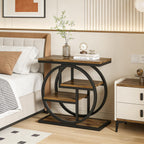 End Table with Storage, Narrow Side Table for Living Room, 4-Tier Industrial End Tables with Shelves, Small Sofa Table for Bedroom, Rustic Brown