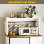 Mini Fridge Stand Coffee Bar Cabinet,Freestadning Coffee Stand Station Bakers Rack with Mini Fridge Space & Power Outlet,for Kitchen Dining Room Living Room,White