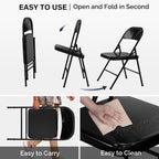 VINGLI Folding Chairs All Steel Metal Frame, Capacity 350 lbs, Durable Portable and Versatile for Indoor Outdoor Use, Black, Set of 4