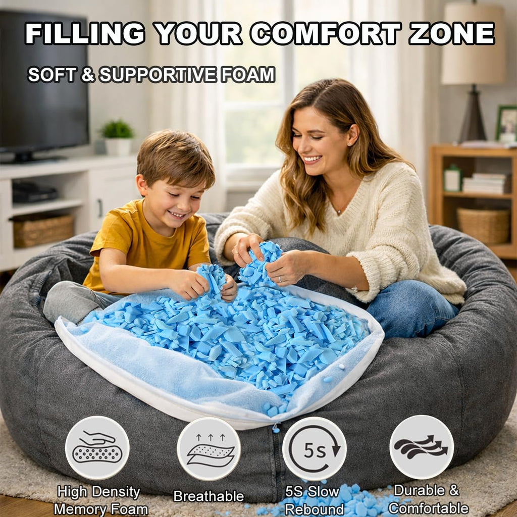 20lbs Bean Bag Filler – Bulk Soft Shredded Memory Foam for Pillows, Couch Cushions, Punching Bag, Dog Beds & Crafts, Clean Fluffy Stuffing for Home Refill Projects