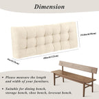 Bench Cushion for Indoor Furniture 48x19 inch Rectangle Bench Seat Cushion for Bay Window Entryway Bench Thick Textured Chair Cushion with Non-Slip Backing 1 Pack, Beige