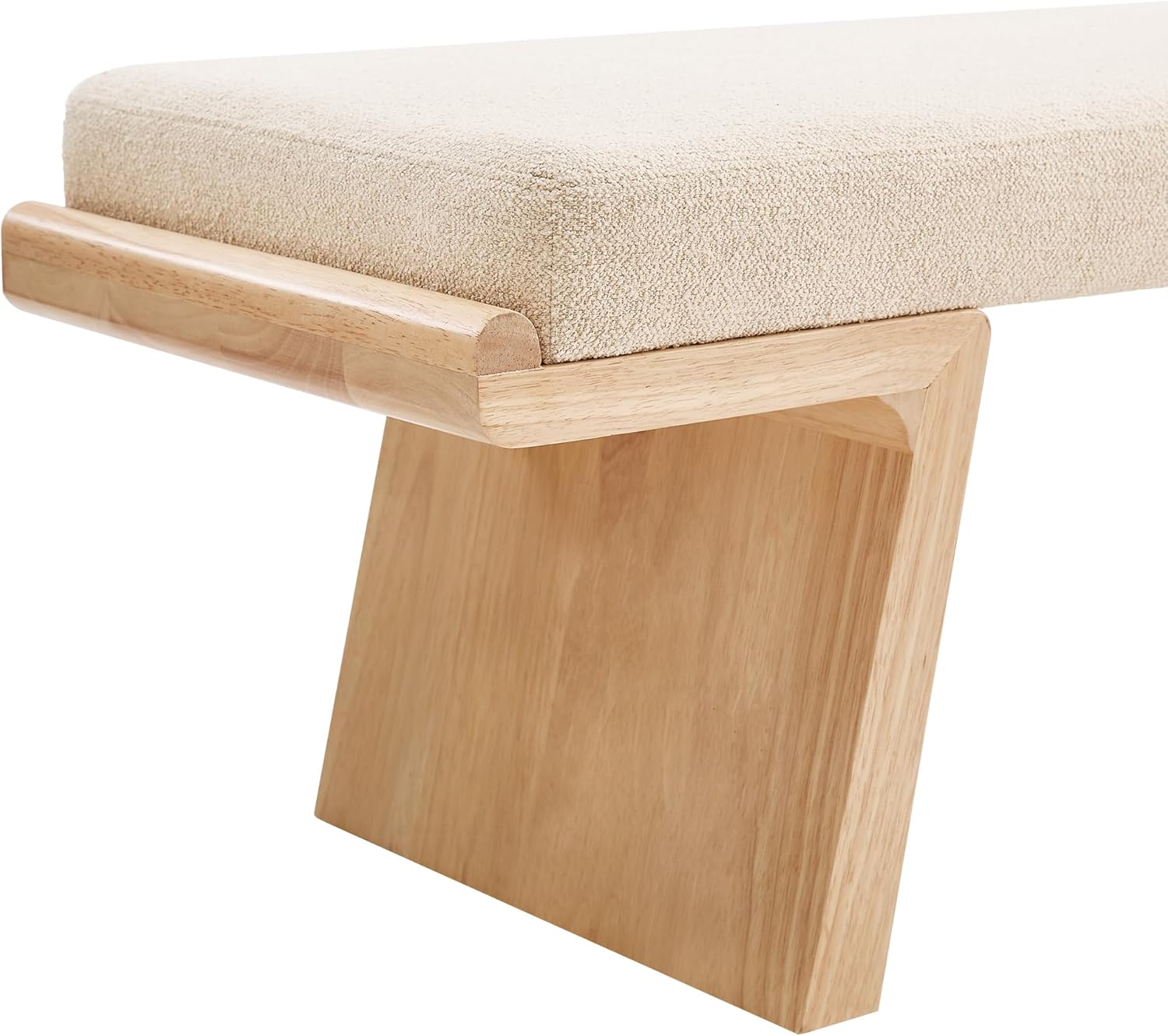 47.2" Natural Wood Bedroom Bench, Upholstered Entryway Bench, Modern End of Bed Ottoman with Soft Padded Seat & Solid Wood Frame for Dining Room and Living Room, Linen