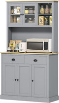 Kitchen Pantry Unit 71 inch, freestanding, Adjustable Shelves Three Heights, Wide countertop for Cable, Gray Oak Yellow Finish