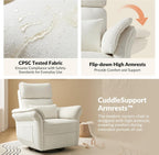 Modern Power Swivel Rocker Recliner Chair with USB Port and Storage Bags, Nursery Glider Recliner with Adjustable Headrest and Armrests, , GREENGARD, FSC, CertiPUR-US® Certified, White