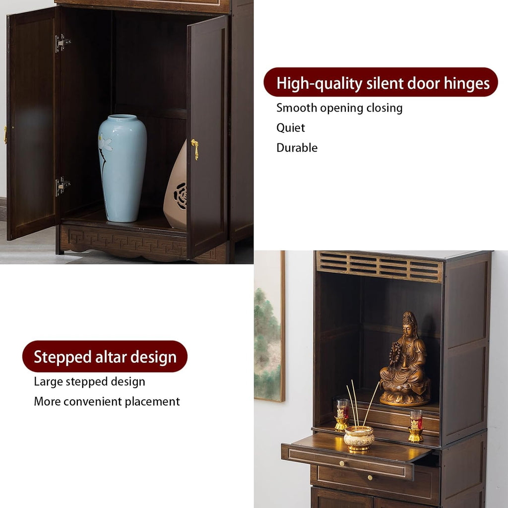 Meditation Cabinet with Drawers and Shelves, Altar Table with Large Storage Space, Elegant and Atmospheric Prayer Furniture, Suitable for Entrance, Living Room, Study Rose Color 50cm