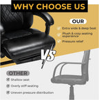 Massage Office Chair with Foot Rest and Heating, Executive Ergonomic Reclining Leather Office Chair, Big and Tall Desk Chair with Vibration Massager, Computer Gaming Chair for Home & Office Black