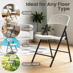 Folding Chairs 2 Pack,350 lbs Heavy Duty Metal Frame Plastic Foldable Chair,Ergonomic Portable Folding Chair with Non-Slip Feet, Indoor Outdoor Commercial Seating for Patio Party Wedding Camping,White