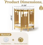 Round 2-Tier End Table, 21" White Faux Marble Top and Gold Stainless Steel Frame, Luxury Modern Side Table for Living or Bedroom