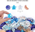 DomeStar 2 LB Glass Beads, Decorative Marbles for Vases, Sun Moon Stars Flat Marbles Glass Gem for DIY Aquarium Vase Fillers(35-40pcs)