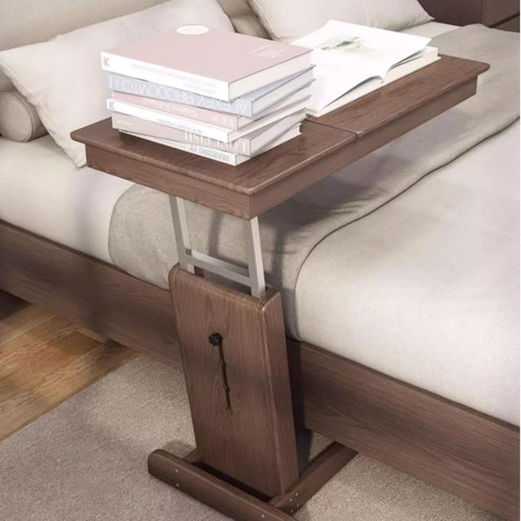 Coffee Table Height Adjustable C Shaped End Table, Foldable Couch Desk with Tiltable Top, Sofa Side Laptop Stand TV Tray with Storage Basket