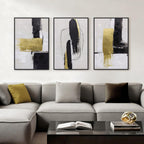 Abstract Neutral Textured Framed Canvas Wall Art Set of 3, Minimalist Wall Decor Modern Art Prints, Black Gold Wall Painting Artwork for Living Room,Bedroom,Dining Room,Office, 16"x24"