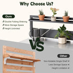 FEASTO Outdoor Potting Bench Table with Storage Cabinet, Stainless Steel Garden Workstation with Raised-Edge Top, Adjustable Shelf & Removable Hutch, Potting Table for Patio, Balcony, Black/Coffee