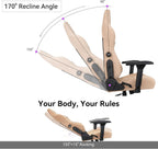 Gaming Chair - High Back Ergonomic Computer Chair with Lumbar Support, Video Game Chair-4D Adjustable Armrests,170° Reclining & 320lb Capacity,Fabric,Desert Yellow
