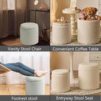 BLEXA Round Ottoman with Storage Set of 2-Upholstered Sherpa Vanity Stool for Makeup Multifunctional Ottomans Coffee Table Padded Seat Foot Rest for LivingRoom&Bedroom(Sherpa White)
