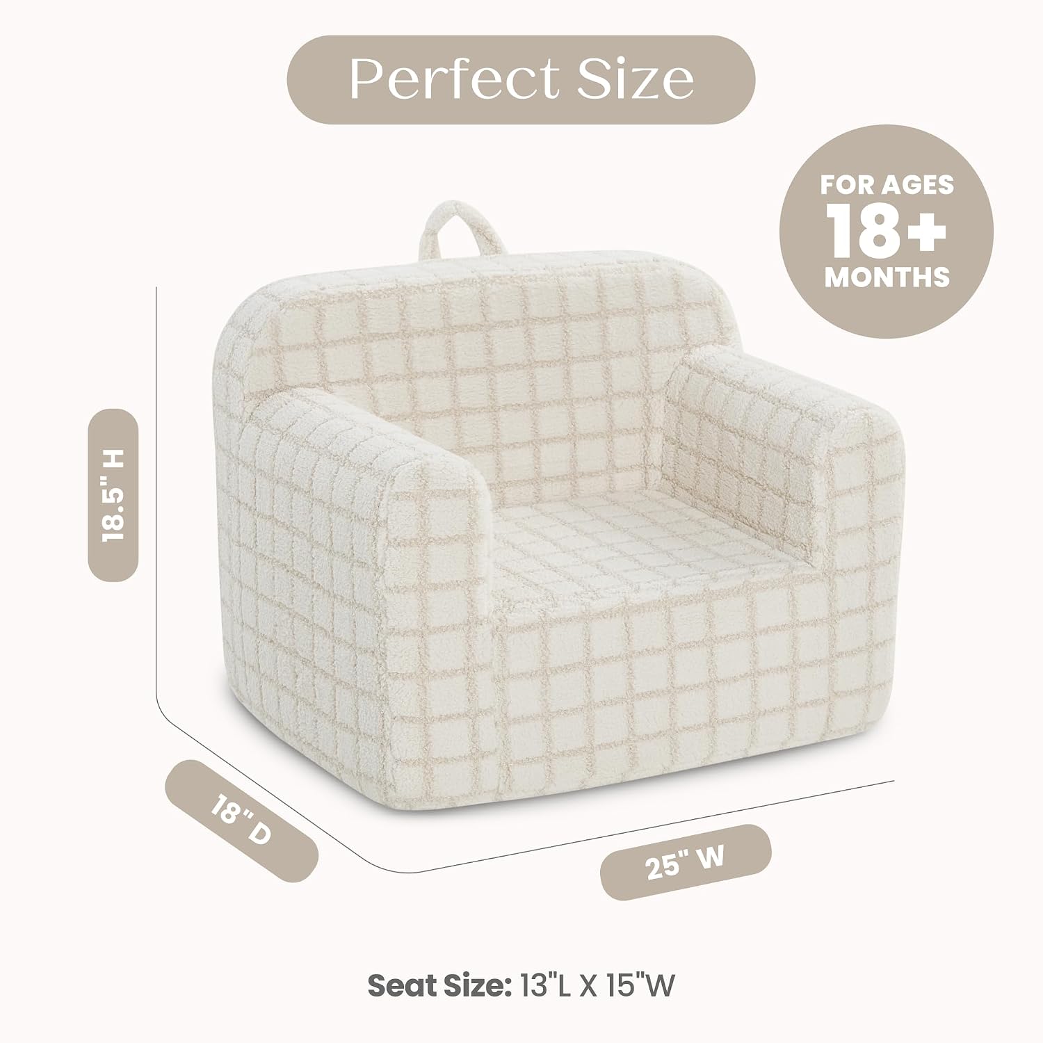 Delta Children Checkered Cozee Chair, Cream