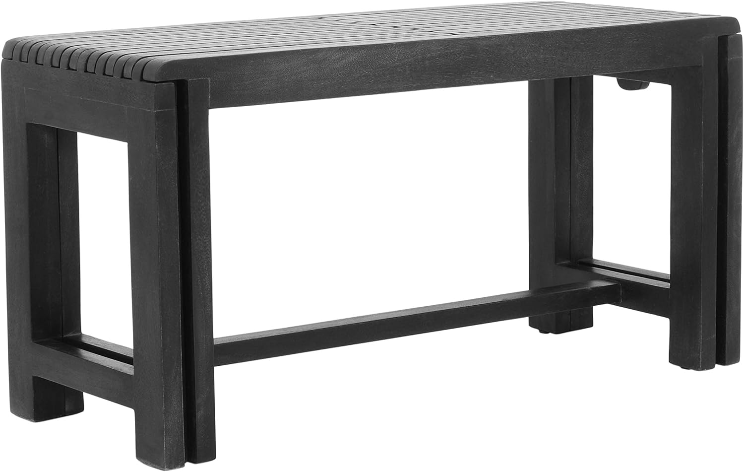 Jofran Global Archive Bradford Extendable Solid Mango Wood Bench, Mid-Century Accent Bench for Living Room Entryway, Grey