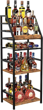 Trapezoid Liquor Wine Rack - Stepped Freestanding Design for Home - Fits Living RoomCorners (Whiskey & Wine Storage)