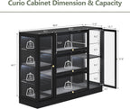 Display Cabinet with Acrylic Glass Doors,Extra Wide Curio Cabinet with LED Lighting for Collectibles, Collectibles Toy Organizers Rack & Display Shelf Display Case, Black