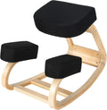 Ergonomic Kneeling Chair, Rocking Posture Desk Chair with Soft Padding, Natural Relief for Neck, Shoulder or Back Pain, Wooden Knee Chair for Home Office