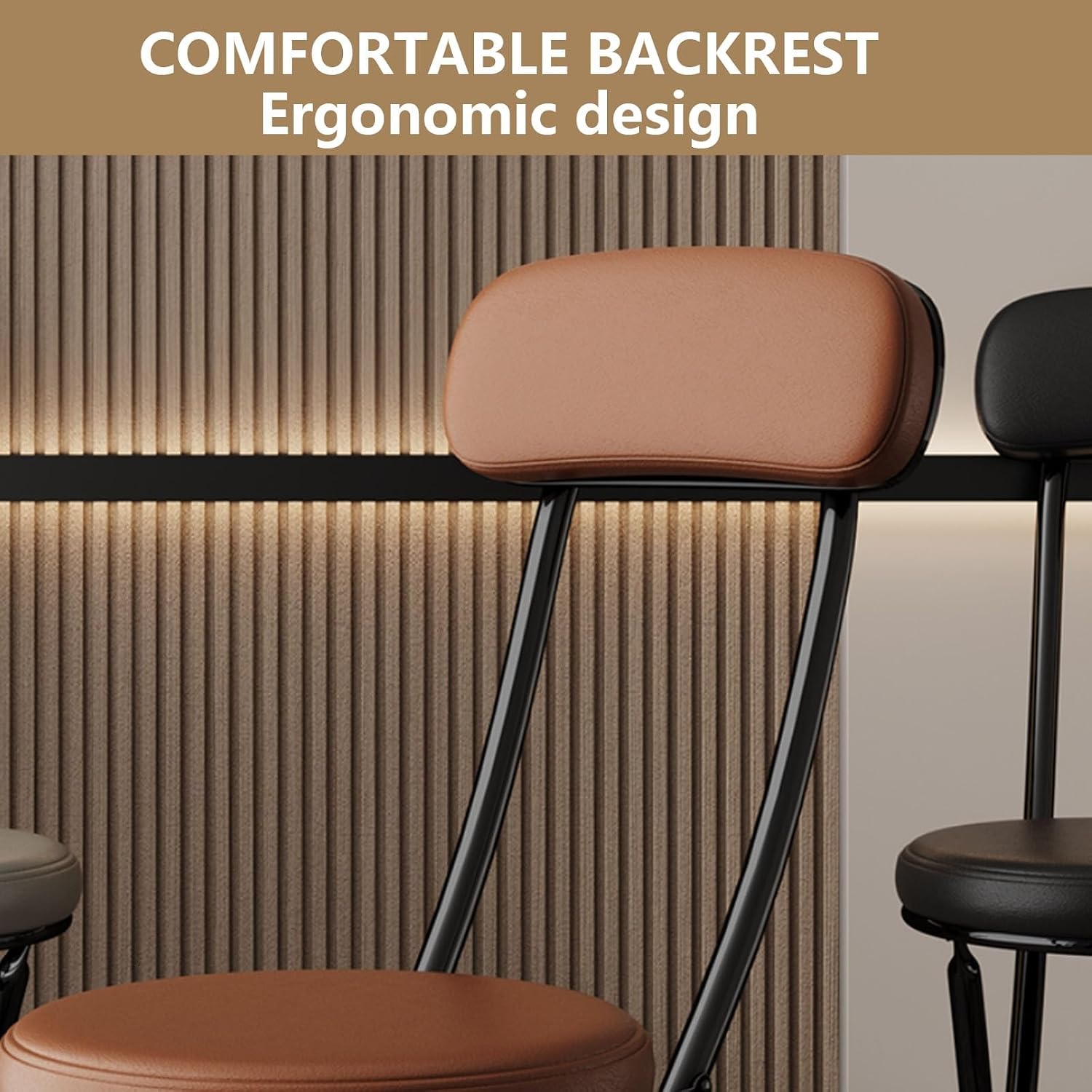 JSWHYBD Cushioned Padded Folding Stools Portable Folding Chair for Home Use with a Comfortable Reclining Backrest Small Footprint Suitable Homes Hotels Conference Rooms(Grey+White)