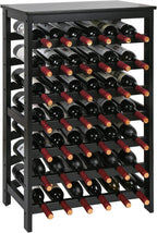 VASMIA 42 Bottles Bamboo Wine Rack,7-Tier Wine Rack Freestanding Floor with Table Top, Wine Storage Shelf for Kitchen Dining Room Bar,Black