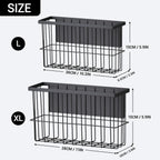 2 Pcs Magnetic Basket Fridge Dryer Ball Holder for Laundry Room Organization and Storage, Magnetic Lint Bin Home Organization for Laundry Room, Kitchen & Office Class School (Black, L&XL-2pcs)