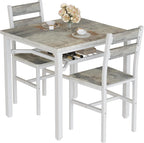 Hooseng 3 Piece Dining Table Set for 2, Small Wooden Kitchen Table with Storage, Farmhouse Square Dinette Set for Dining Room, Breakfast Nook, Apartment, Small Space