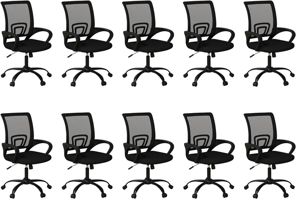 Bonzy Home Ergonomic Conference Room Chairs Set of 10, Rolling Office Chairs with Wheels, Mesh Computer Desk Chair with 360°Swivel, Height Adjustable, 10 Pack