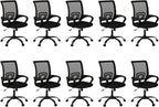 Bonzy Home Ergonomic Conference Room Chairs Set of 10, Rolling Office Chairs with Wheels, Mesh Computer Desk Chair with 360°Swivel, Height Adjustable, 10 Pack