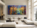 Tyed Art- Contemporary Art Landscape Oil Painting On Canvas Abstract Textured Tree Painting hand-painted acrylic frame wall art modern canvas painting 24x48inch