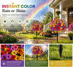 Outdoor Artificial Flowers Fake Plants, Artificial Topiary Balls with Ground Spikes, UV Resistant, Mix 4 Colors, 2 Pack, 20 inch, Garden Porch Patio Gravesite Indoor Decor