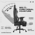 Homall Gaming Chairs, Computer Chair with Footrest and Massage Lumbar Support, Height Adjustable Game Chair with Headrest and Swivel Seat (Light Grey)