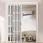 Large PVC Accordion Door for Room Dividers, Room Divider Sliding Door for Interior & Outdoors, Customizable Bifold Doors for Balcony, Kitchen, Laundry Room, Basement, 60" Wx90 H