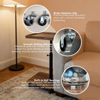 TV Tray Table with Phone Stand & Non-Slip Mat, C Table End Table Height Adjustable, 360° Swivel Side Table with Wheels, Slide Under Sofa Table for Couch Bed Recliner Living Room Small Spaces (1 set)