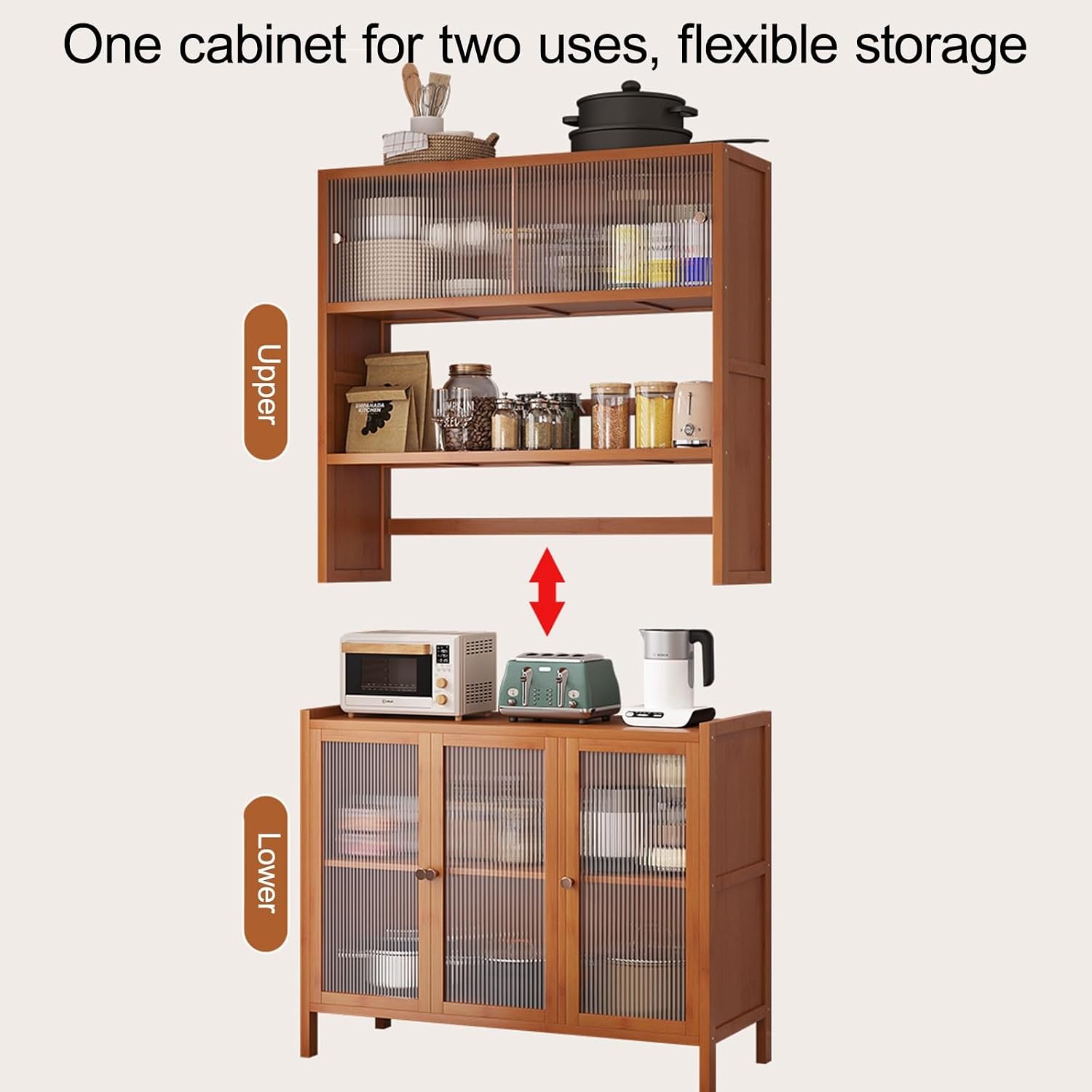 Narrow Kitchen Pantry Storage Cabinet, Sliding Racks with Door, Kitchen Pantry Cabinet with Doors and Drawers, Cupboard for Dining Room Living Room Furniture
