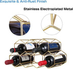 Buruis 9-Bottle Countertop Wine Rack, Honeycomb Metal Wine Holder, Gold | No Assembly Required, Space-Saving Wine Storage, Kitchen Bar Organizer, Red & White Wine Display, Modern Home Decor