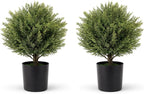 Artificial Outdoor Plants Topiary Cedar Trees 2 Pack Faux Trees Potted Bushes Shrubs UV Resistant - Realistic Artificial Plants Outdoor Dense Greenery Ball Tree for Front Porch Patio Garden