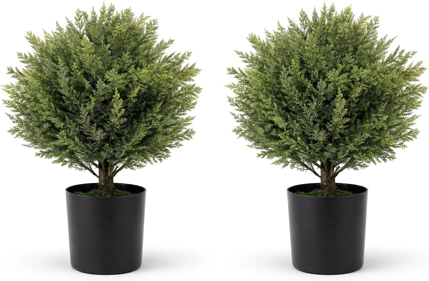 Artificial Outdoor Plants Topiary Cedar Trees 2 Pack Faux Trees Potted Bushes Shrubs UV Resistant - Realistic Artificial Plants Outdoor Dense Greenery Ball Tree for Front Porch Patio Garden