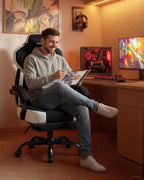 GTPLAYER Gaming Chairs for Adult - Ergonomic Big & Tall Gaming Seat with Footrest & Lumbar Support, Comfortable Office Chair 90-155° Reclining - Heavy Duty Wide Computer Seat, New Black