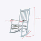 A001WT White Wood Porch Rocker/Outdoor Rocking Chair - Easy to Assemble - Comfortable Size - Outdoor or Indoor Use