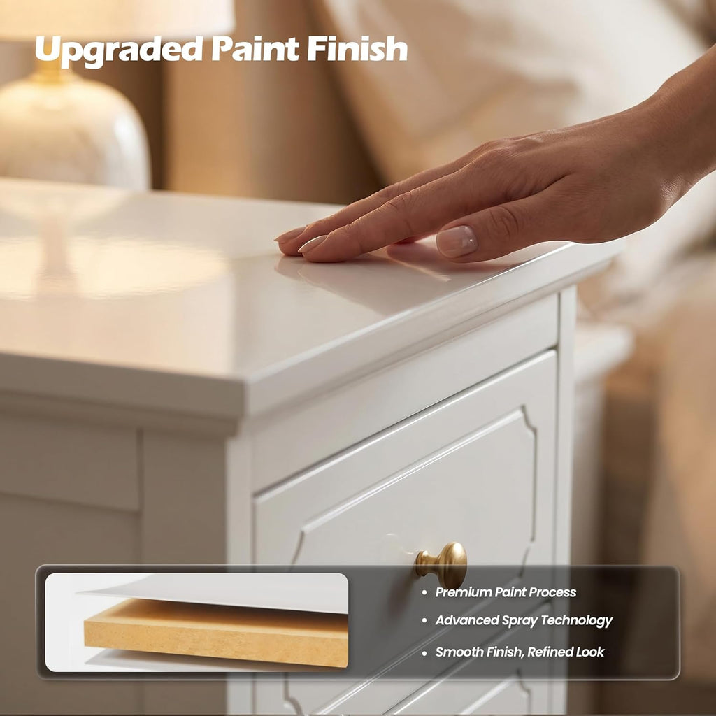 YIGOBUY 3 Drawer Nightstand Set of 2 White Side Table 19" Bedroom Night Stands End Table for Living Room with Storage 2 Set Furniture Bed Side Tables | Living Room, Bedroom, Storage, Furniture