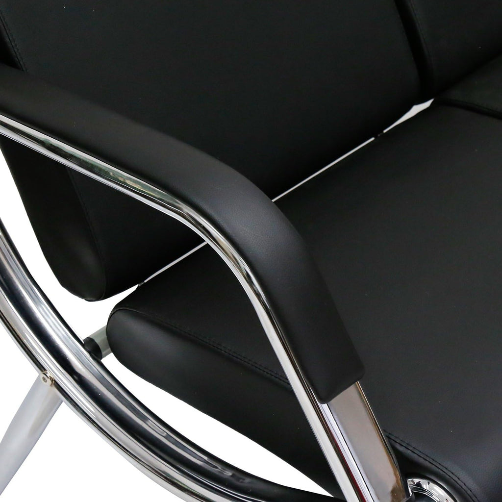 Peach Tree Black Leather Executive Side Reception Chair Office Waiting Room Guest Reception, Salon Barber Office Waiting Chair Bank Hall Airport Reception Waiting Chair 2 Seat Bench